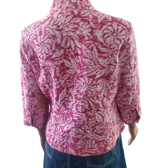 NEW Coldwater Creek Size 8 Petite Textured Pink Floral Button Jacket - Picture 4 of 12